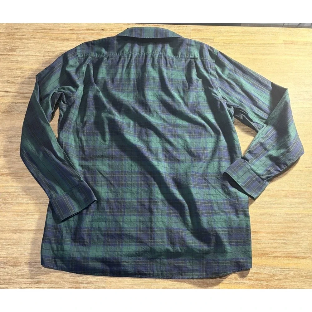 Hart Schaffer Marx Men's Plaid Green & Blue Button Down Long Sleeve Size Large